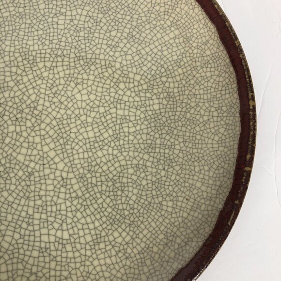 Pier 1 Crackle Collection Vintage 1990s Pottery Large Brick Red Beige Plate - Picture 3 of 12